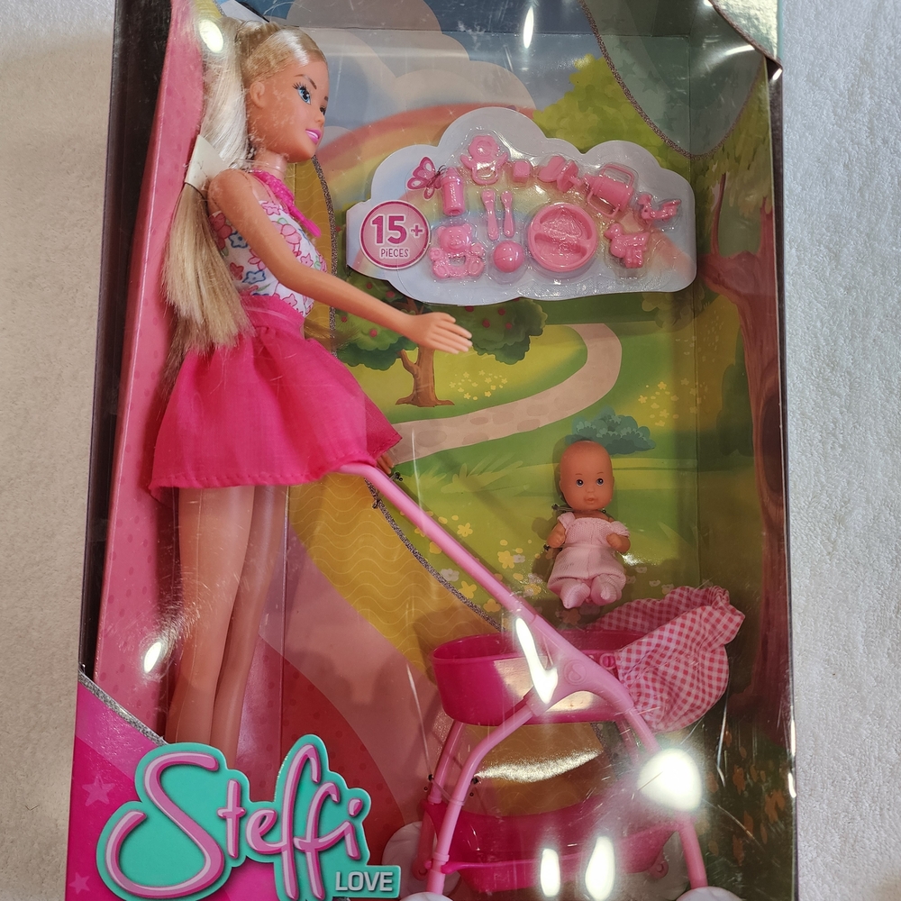 Rare! Two Simba Toys Barbie/Steffi Love Baby Walk Sets! Pink